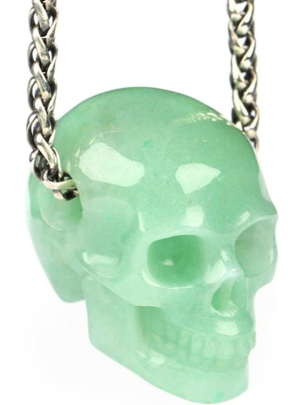 Handmade Quartz & Black Obsidian Skull Pendant Necklace, Unique Crystal Jewelry